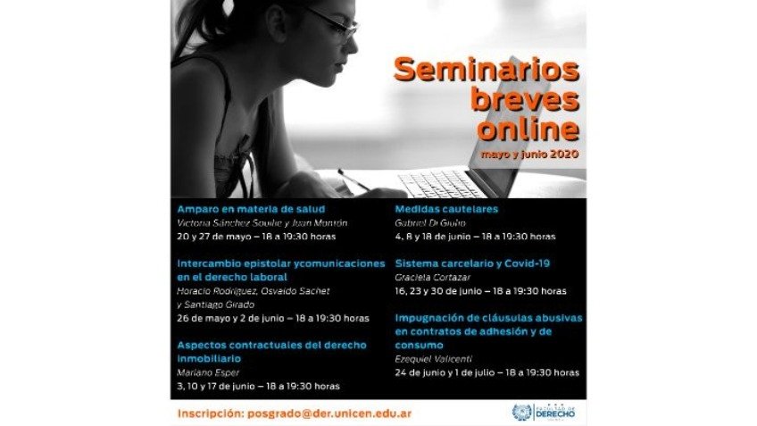 Derecho UNICEN inscribe en sus seminarios breves online